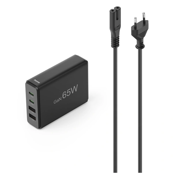 Hama USB nabíjecí stanice GaN, 2x USB-C PD, 2x USB-A QC, 65 W