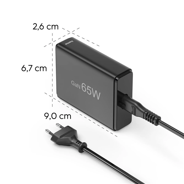 Hama USB nabíjecí stanice GaN, 2x USB-C PD, 2x USB-A QC, 65 W