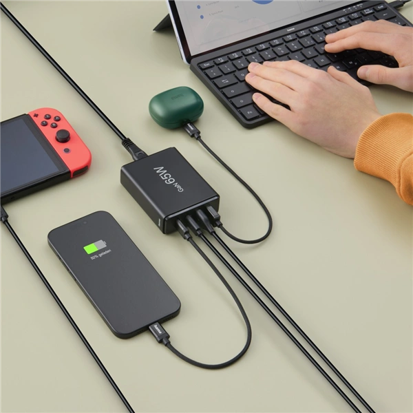 Hama USB nabíjecí stanice GaN, 2x USB-C PD, 2x USB-A QC, 65 W