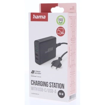 Hama USB nabíjecí stanice GaN, 2x USB-C PD, 2x USB-A QC, 65 W