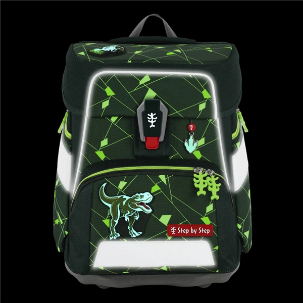 Školní aktovka Step by Step SPACE SHINE, Dino Night Tyro - 5 dílný set, AGR certifikát