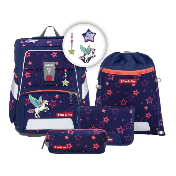 Školní aktovka Step by Step SPACE SHINE, Pegasus Night Nuala - 5 dílný set, AGR certifikát
