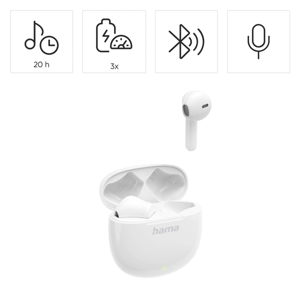 Hama Bluetooth sluchátka Action One, pecky, bílá