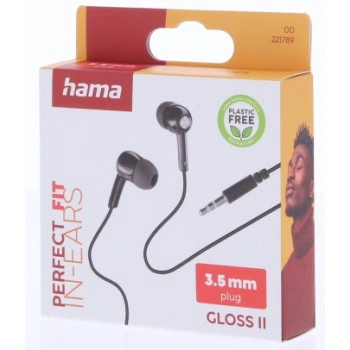 Hama sluchátka Gloss II, špunty, černá