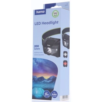 Hama HL200, LED čelovka, svítivost 200 lm, dosvit 55 m, IP44, baterie