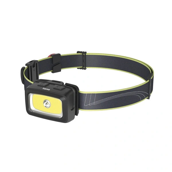 Hama HL350, LED čelovka, COB, svítivost 350 lm, dosvit 60 m, IP44, SOS píšťalka, baterie
