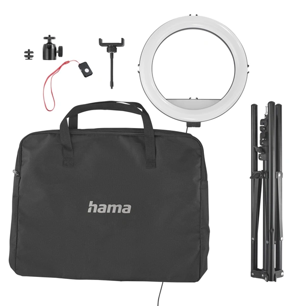 Hama SpotLight Steady 120 III, kruhové LED světlo 12" pro telefon, Bluetooth spoušť, stativ