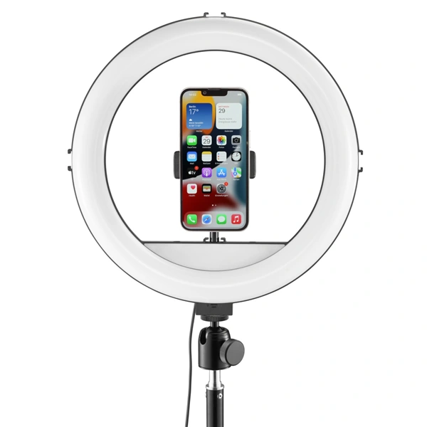 Hama SpotLight Steady 120 III, kruhové LED světlo 12" pro telefon, Bluetooth spoušť, stativ