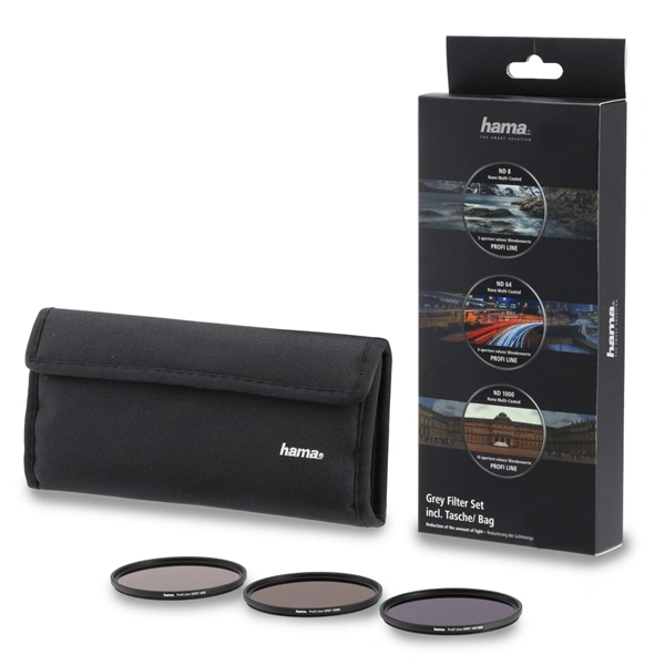 Hama set šedých filtrů ND8, ND64, ND1000, průměr 67 mm, pouzdro na filtre
