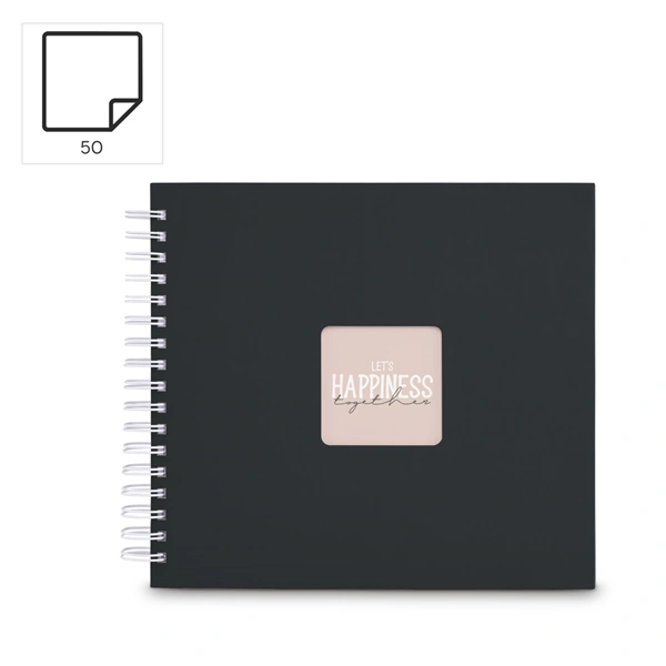 Hama album klasické spirálové FINE ART 28x24 cm, 50 stran, nová černá, bílé listy