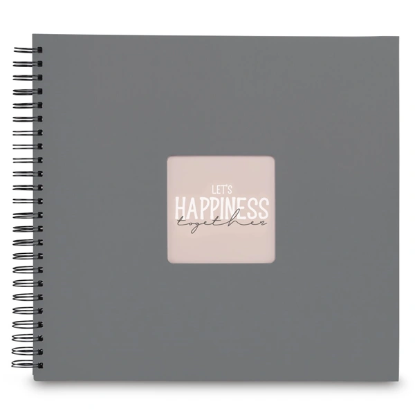 Hama album klasické spirálové FINE ART 36x32 cm, 50 stran, kamenná šedá, černé listy