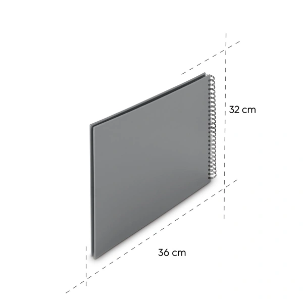 Hama album klasické spirálové FINE ART 36x32 cm, 50 stran, kamenná šedá, černé listy
