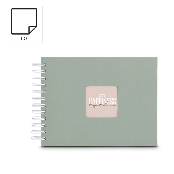 Hama album klasické spirálové FINE ART 24x17 cm, 50 stran, sage, bílé listy