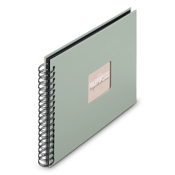 Hama album klasický špirálový FINE ART 28x24 cm, 50 strán, sage, čierne listy