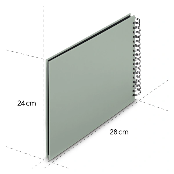 Hama album klasický špirálový FINE ART 28x24 cm, 50 strán, sage, čierne listy