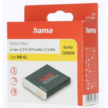 Hama fotoakumulátor typ Canon NB-6L, Li-Ion 3,7 V/675 mAh