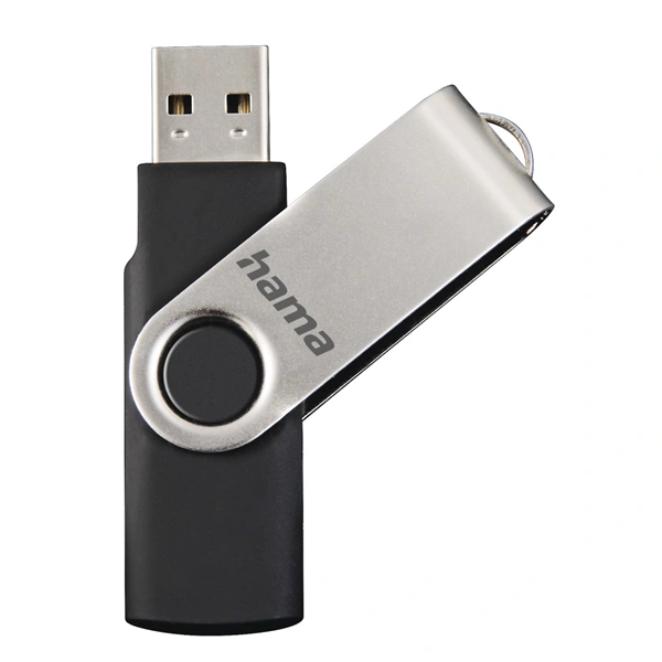 Hama rotate FlashPen, USB 2.0, 64 GB, 6 MB/s, black/silver