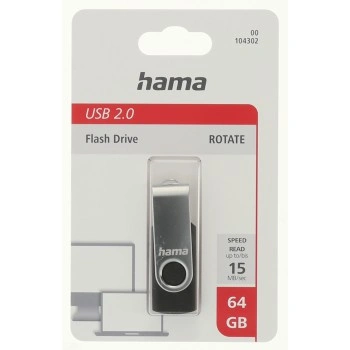 Hama rotate FlashPen, USB 2.0, 64 GB, 6 MB/s, black/silver