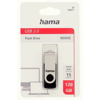 Hama rotate FlashPen, USB 2.0, 128 GB, 6 MB/s, black/silver