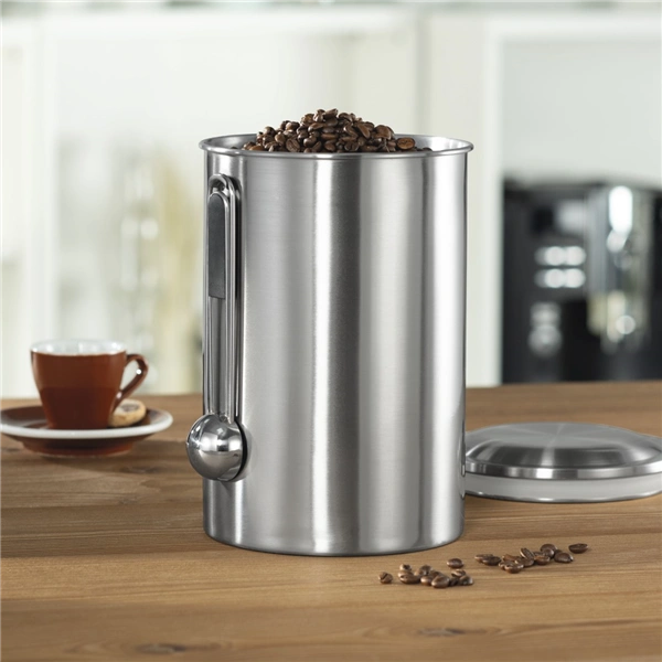 Xavax dóza na 1 kg zrnkové kávy nebo jiné potraviny, s odměrkou, vzduchotěsná, ušlechtilá ocel