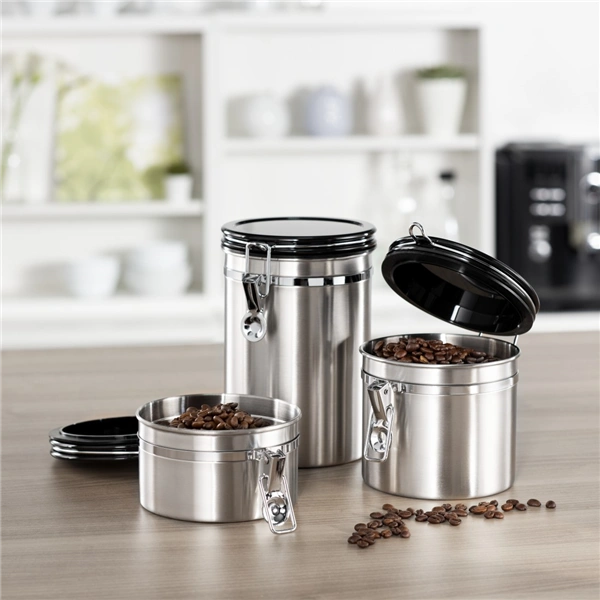 Xavax dóza na 250 g mleté kávy nebo jiné potraviny, vzduchotěsná, ušlechtilá ocel, stříbrná
