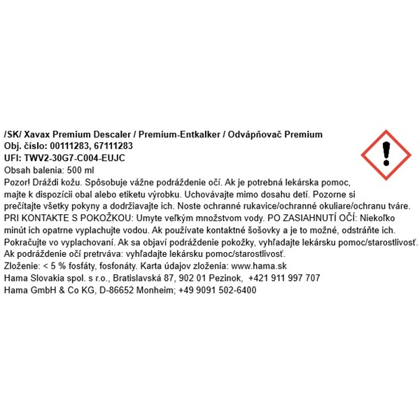 Xavax Premium, tekutý odvápňovač pro kávovary a jiná zařízení, max. 15 barů, 500 ml = 5 použití