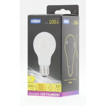 Xavax LED Filament žárovka, E27, 1521 lm (nahrazuje 100 W), teplá bílá, vhodná pro stmívače, matná