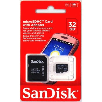 SanDisk  microSDHC 32 GB Class 4 Memory Card + SD adaptér