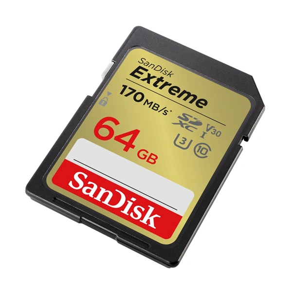 SanDisk Extreme 64GB SDXC Memory Card 170MB/s & 80MB/s, UHS-I, Class 10, U3, V30