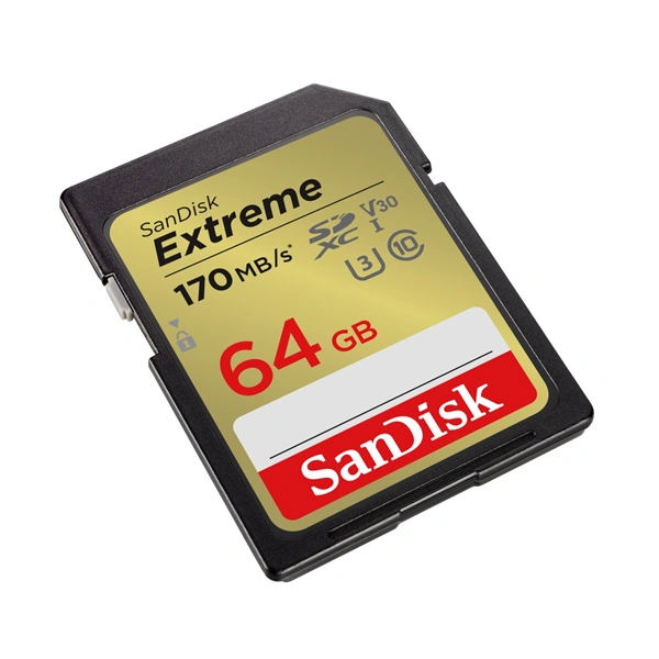 SanDisk Extreme 64GB SDXC Memory Card 170MB/s & 80MB/s, UHS-I, Class 10, U3, V30