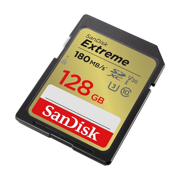 SanDisk Extreme 128GB SDXC Memory Card 180 MB/s & 90 MB/s, UHS-I, Class 10, U3, V30