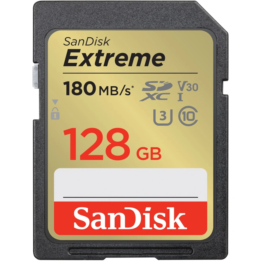 SanDisk Extreme 128GB SDXC Memory Card 180 MB/s & 90 MB/s, UHS-I, Class 10, U3, V30