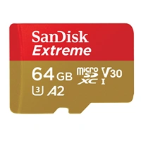 SanDisk Extreme microSDXC 64GB + SD Adapter 170MB/s & 80MB/s A2 C10 V30 UHS-I U3