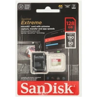 SanDisk Extreme microSDXC 128GB + SD Adapter 190MB/s & 90MB/s A2 C10 V30 UHS-I U3