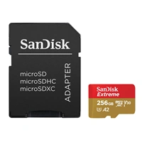 SanDisk Extreme microSDXC 256GB + SD Adapter 190MB/s & 130MB/s Read/Write A2 C10 V30 UHS-I U3