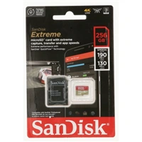 SanDisk Extreme microSDXC 256GB + SD Adapter 190MB/s & 130MB/s Read/Write A2 C10 V30 UHS-I U3