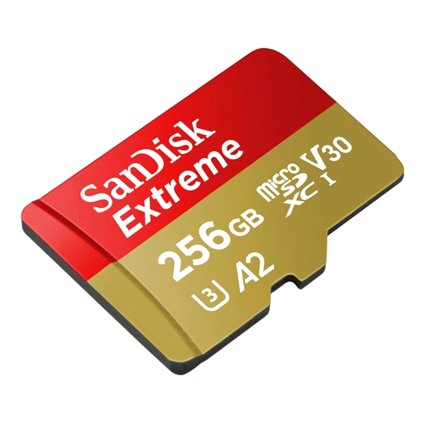 SanDisk Extreme microSDXC 256GB + SD Adapter 190MB/s & 130MB/s Read/Write A2 C10 V30 UHS-I U3