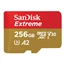 SanDisk Extreme microSDXC 256GB + SD Adapter 190MB/s & 130MB/s Read/Write A2 C10 V30 UHS-I U3