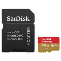 SanDisk Extreme microSDXC 512GB + SD Adapter 190MB/s & 130MB/s  A2 C10 V30 UHS-I U3