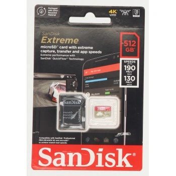 SanDisk Extreme microSDXC 512GB + SD Adapter 190MB/s & 130MB/s  A2 C10 V30 UHS-I U3