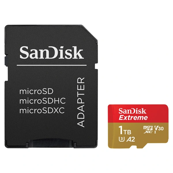 SanDisk Extreme microSDXC 1TB + SD Adapter190MB/s & 130MB/s A2 C10 V30 UHS-I U3