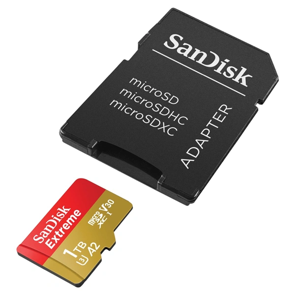 SanDisk Extreme microSDXC 1TB + SD Adapter190MB/s & 130MB/s A2 C10 V30 UHS-I U3