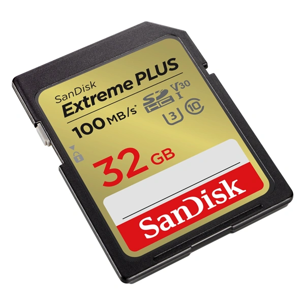 SanDisk Extreme PLUS 32GB SDHC Memory Card 100MB/s & 60MB/s, UHS-I, Class 10, U3, V30