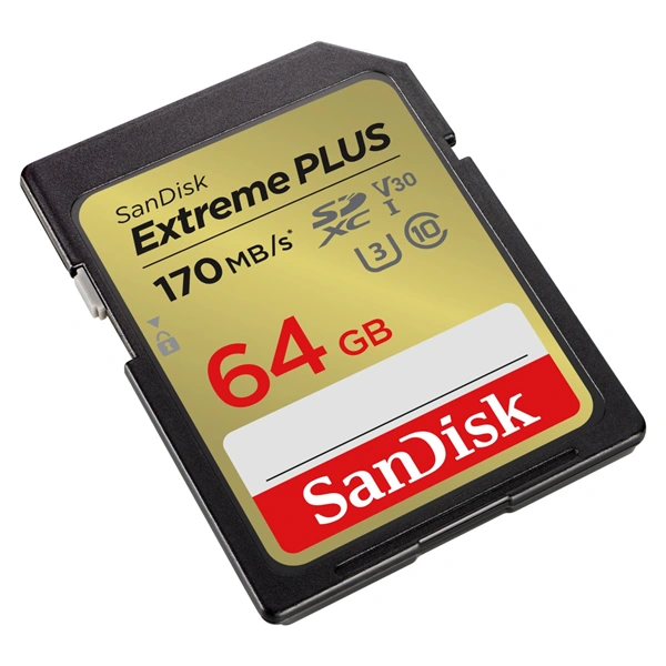 SanDisk Extreme PLUS 64GB SDXC Memory Card 170MB/s & 80MB/s, UHS-I, Class 10, U3, V30