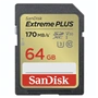 SanDisk Extreme PLUS 64GB SDXC Memory Card 170MB/s & 80MB/s, UHS-I, Class 10, U3, V30