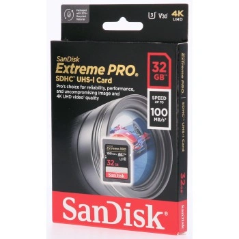 SanDisk Extreme PRO 32GB SDHC Memory Card 100MB/s & 90MB/s, UHS-I, Class 10, U3, V30