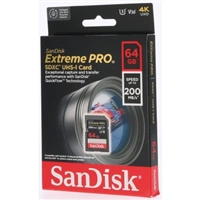 SanDisk Extreme PRO 64GB SDXC Memory Card 200MB/s & 90MB/s, UHS-I, Class 10, U3, V30