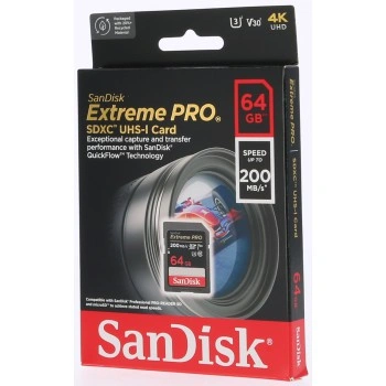 SanDisk Extreme PRO 64GB SDXC Memory Card 200MB/s & 90MB/s, UHS-I, Class 10, U3, V30