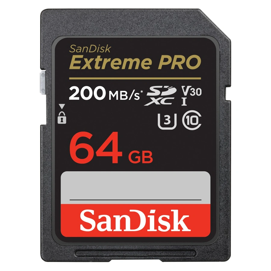 SanDisk Extreme PRO 64GB SDXC Memory Card 200MB/s & 90MB/s, UHS-I, Class 10, U3, V30