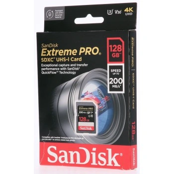 SanDisk Extreme PRO 128GB SDXC Memory Card 200MB/s & 90MB/s, UHS-I, Class 10, U3, V30